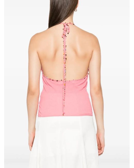 Christopher Esber Cropped Haltertop Met Kralen in het Pink