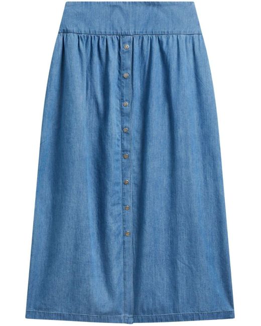 Agnes B. Blue Button-up Denim Skirt