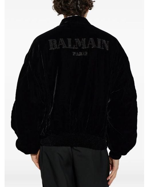Balmain Black Velvet Bomber Jacket for men