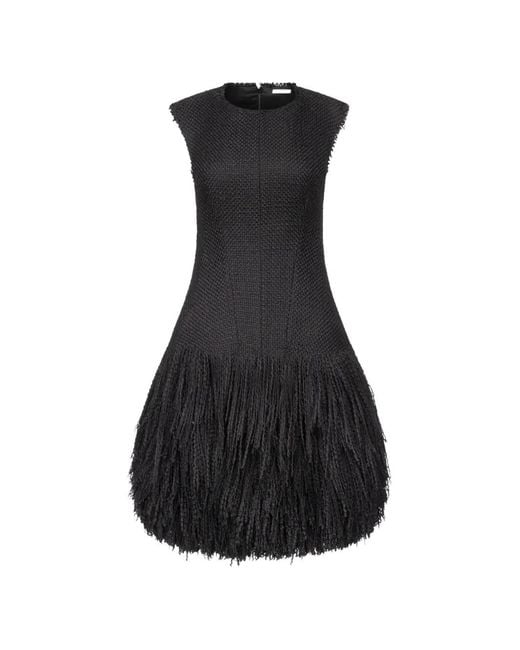 FFORME Black Talia Fringe-Detail Midi Dress