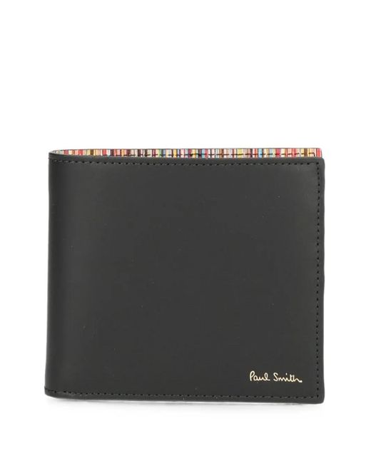 Paul Smith Black Leather Signature Strip Interior Billfold Wallet for men