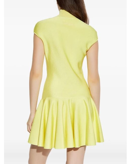 Givenchy Yellow High-Neck Flared Dress