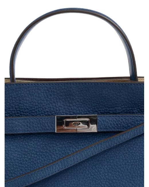 Tory Burch Blue Petite Lee Radziwill Nubuck Double Bag