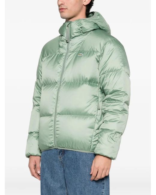 Lacoste Green Hooded Zip Coat for men