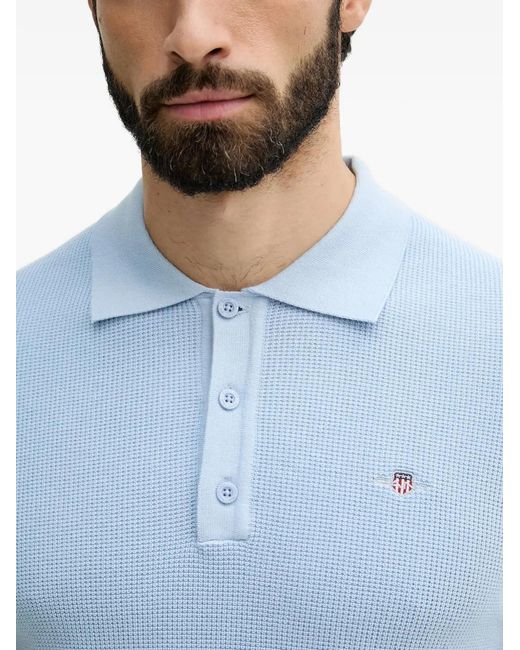 Gant Blue Logo-Embroidered Polo Shirt for men