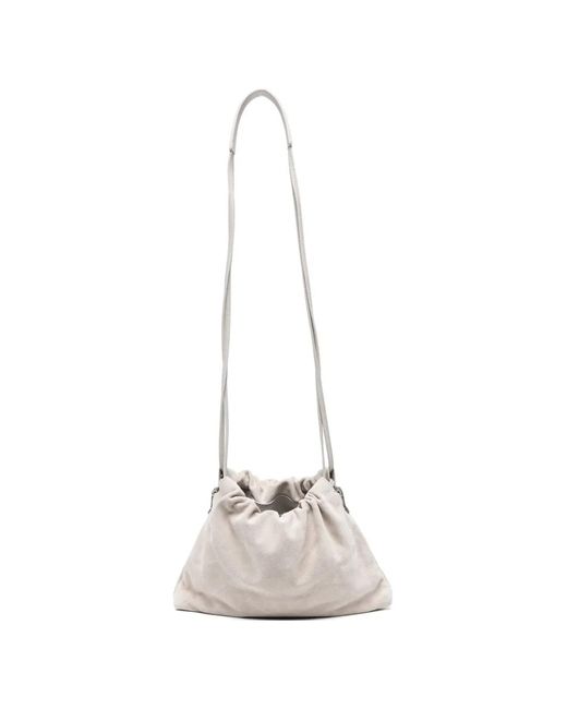 Brunello Cucinelli White Drawstring-Fastening Cross-Body Bag