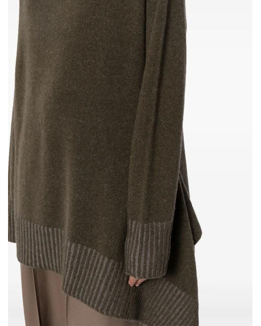 Ziggy Chen Green Roll-Neck Asymmetric Wool Jumper
