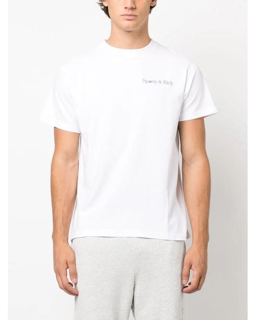 Sporty & Rich White Logo-Print Cotton T-Shirt