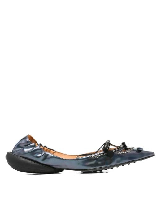 13 09 SR Blue Milky Embellished Pointed-Toe Ballet Flats