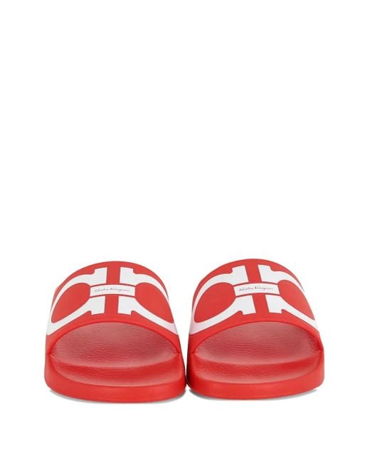 Claquettes À Logo Ferragamo en coloris Red