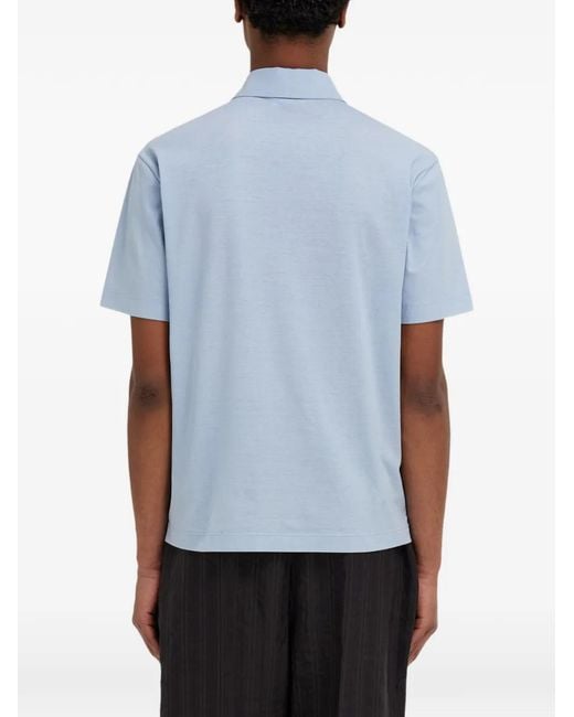 Ferragamo Blue Short Sleeve Jersey Polo for men
