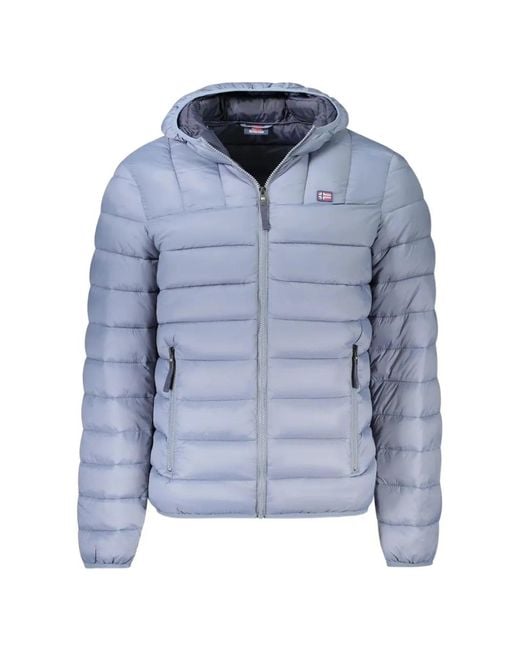 Norway 1963 Blue Quilted-Design Hooded Jacket for men