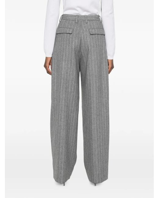 Thelatest Gray E-Axel Pinstripe-Pattern Tailored Trousers