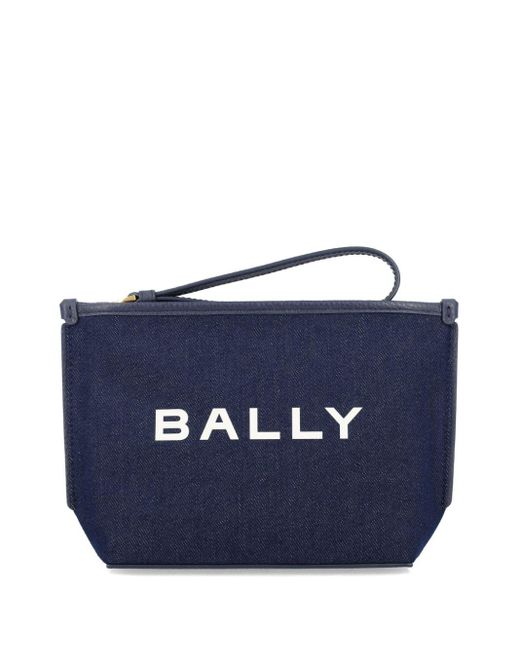 Bally Blue Bar Canvas Clutch Bag