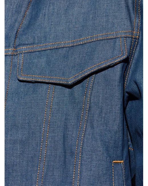 Moschino Blue Contrast-Stitch Denim Jacket for men