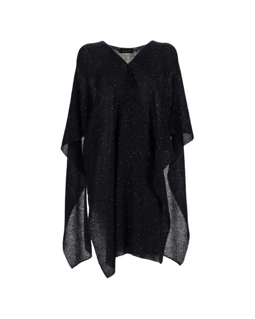 Fabiana Filippi Black V-Neck Embellished Cape