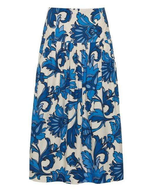 Cara Cara Blue Diya Floral Midi Skirt