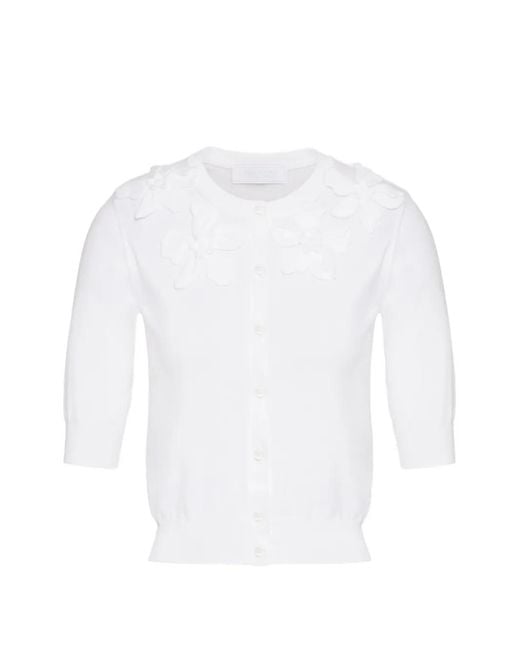 Valentino Garavani White Embroidered Cotton Cardigan