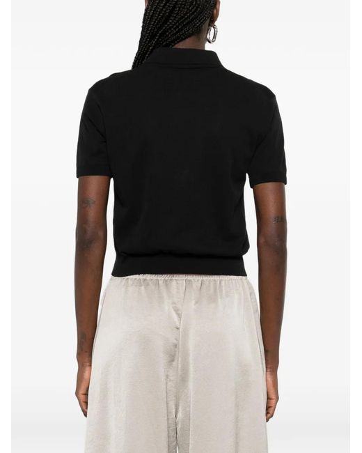 Nanushka Black Ceneca Fine-Knitted Polo Shirt