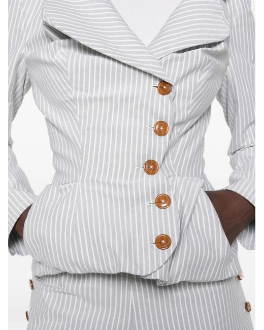 Vivienne Westwood White Veste Drunken À Fines Rayures