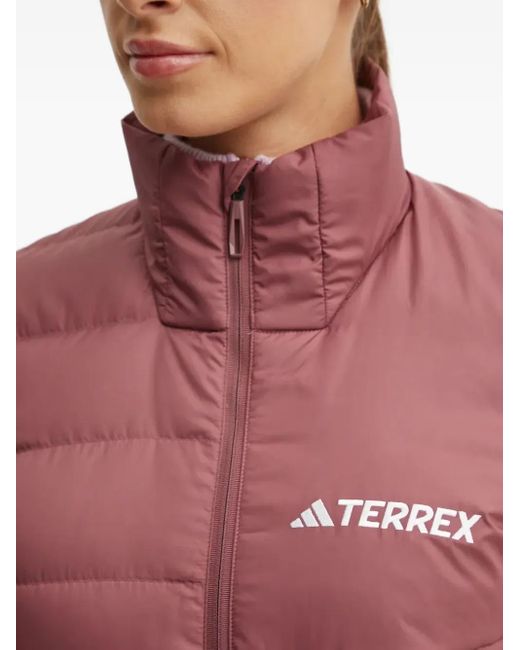 Adidas Red Terrex High-Neck Quilted Jacket