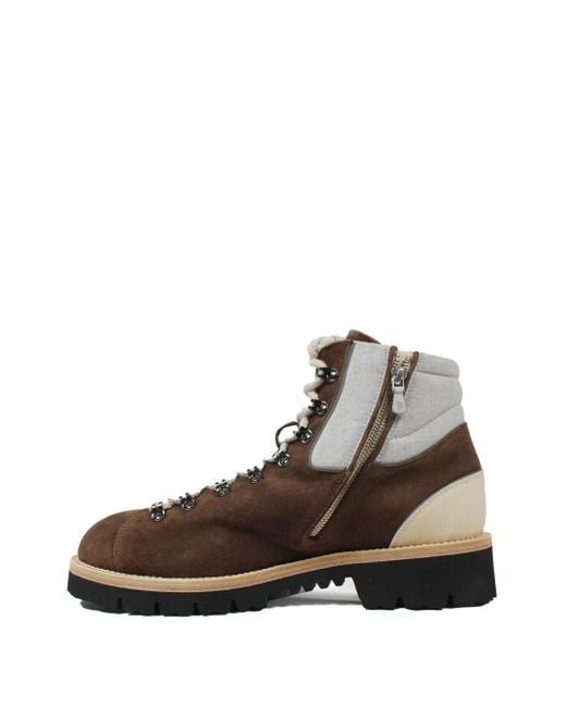 Eleventy Brown Lace-Up Zip Boots for men