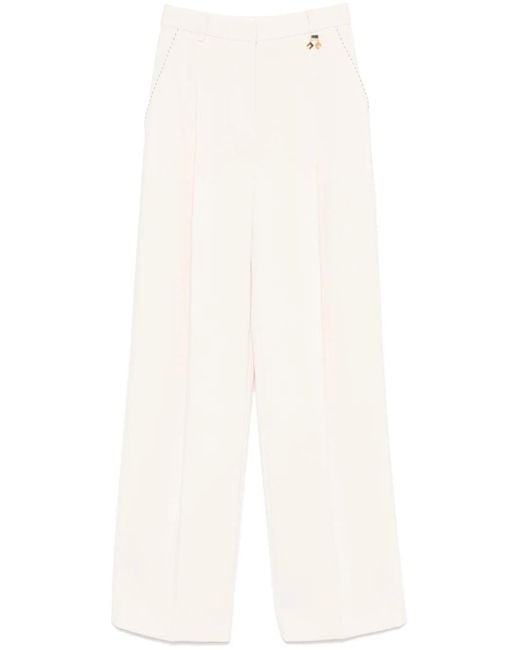 Elisabetta Franchi White Hose Aus Krepp Mit Kontrastnähten