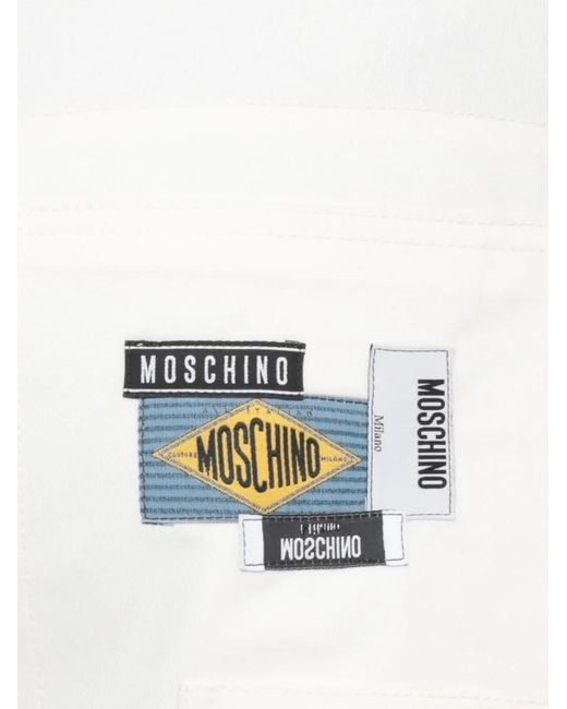 Moschino White Logo-Patch Jeans for men