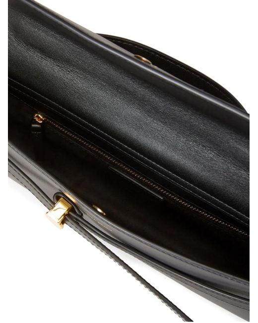 Veronica Beard Black Dash Leather Clutch Bag