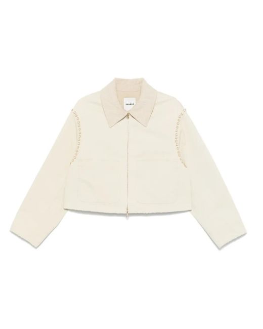 Sandro White Corduroy-Collar Jacket