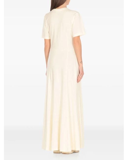 Robe Longue À Logo Brodé MSGM en coloris White