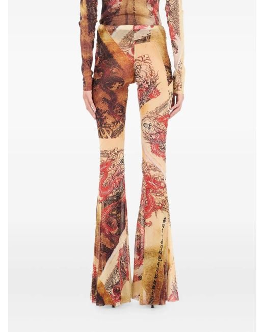 Roberto Cavalli Flared Broek Met Print in het Natural