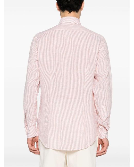Dell'Oglio Striped linen shirt in Pink für Herren