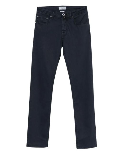 Jacob Cohen Blue Logo Patch Skinny Pants for men