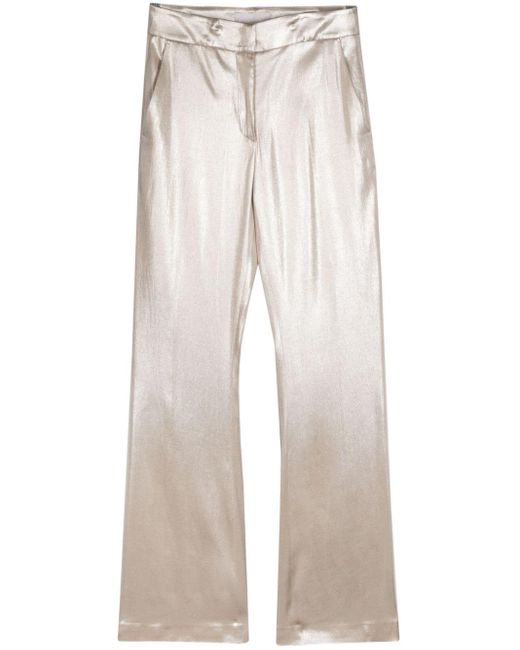 Genny White Lamé Flared Trousers