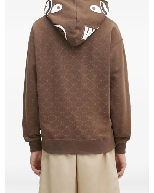 A Bathing Ape Brown College Monogram Shark-Motif Zip-Up Hoodie for men