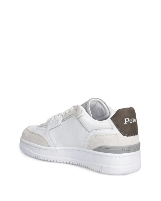 Polo Ralph Lauren White Panelled Logo-Embroidered Sneakers for men