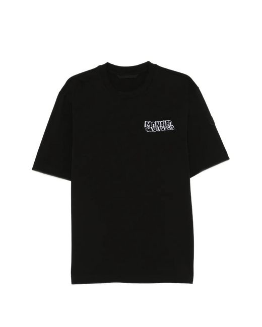 Moncler Black Ss Cotton T-Shirt for men