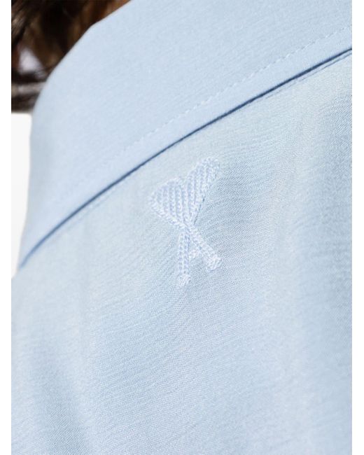 AMI Blue Ami De Coeur-embroidered Sleeveless Shirt for men