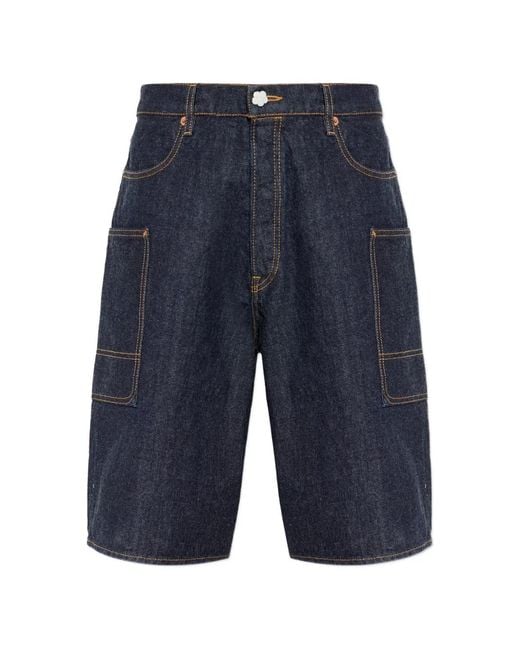 KENZO Blue Cargo-Style Denim Shorts for men