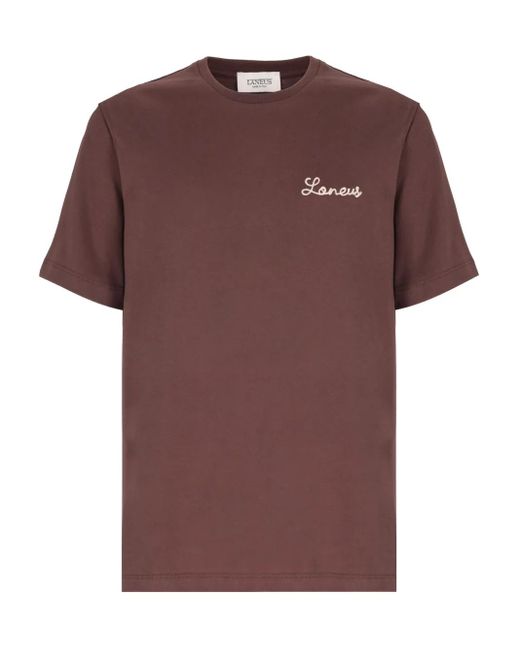 Laneus Purple Embroidered-Logo T-Shirt for men