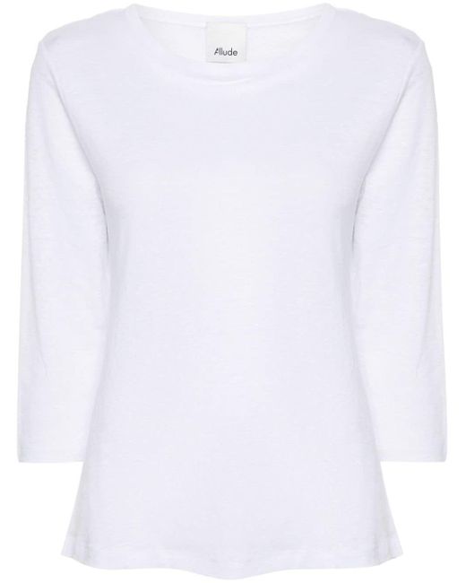 Allude Linnen T-shirt in het White