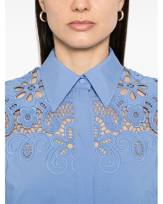 Valentino Garavani Midi-jurk Met Broderie Detail in het Blue