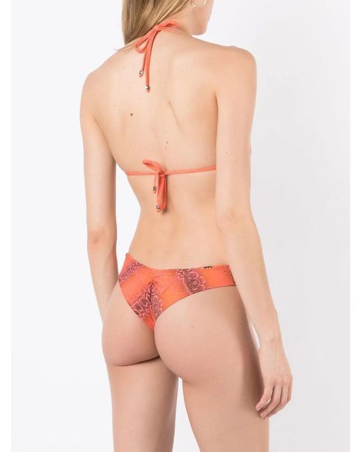Amir Slama Red Bikini À Imprimé Peau De Serpent