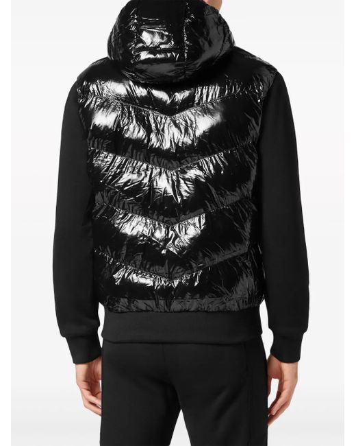 Philipp Plein Black Logo-Appliqué Padded Jacket for men