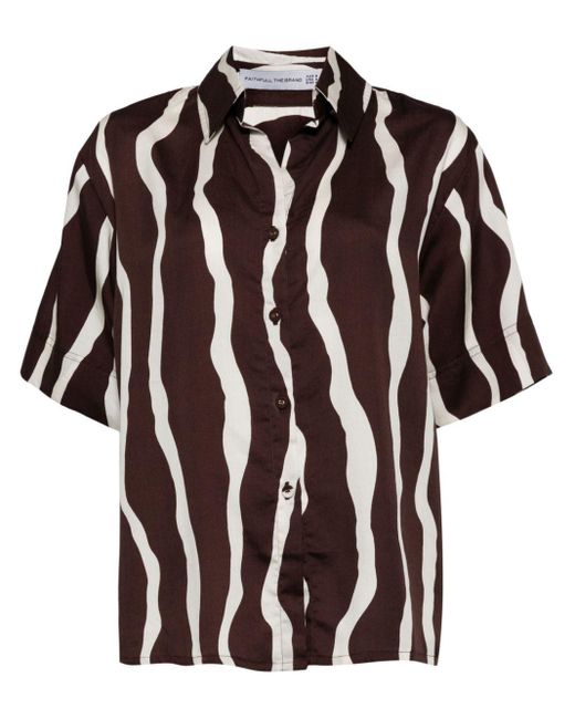 Faithfull The Brand Black Inca Zebra-print Shirt