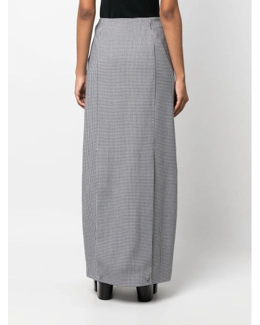 Thom Browne Gray Houndstooth-Pattern Wool Maxi Skirt