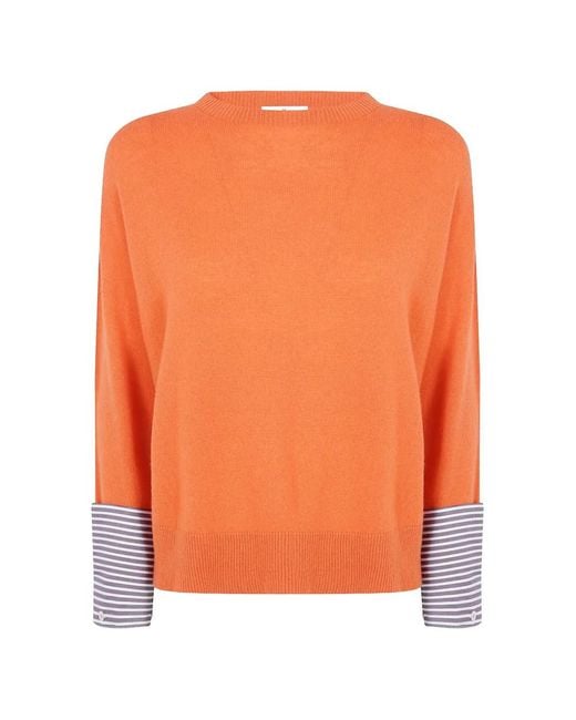 Whyci Orange Striped-Cuff Sweater