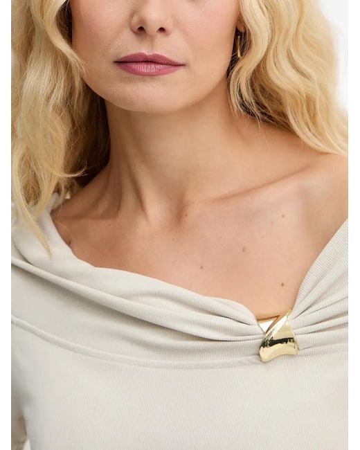 Guess White Off-Shoulder Hardware-Detail Blouse