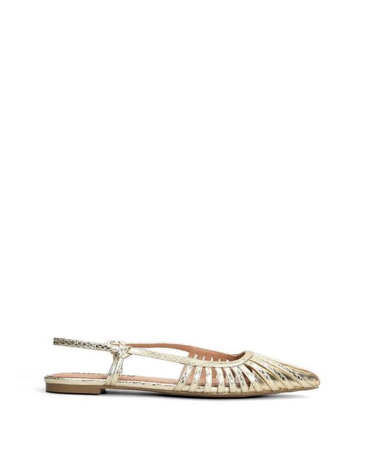 Bibi Lou White Snakeskin-Effect Cage-Detail Ballet Flats